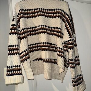 Forever 21 Cream and Brown Patterned Sweater